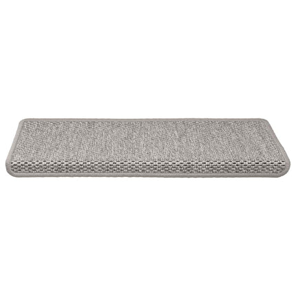 selvklæbende trappemåtter 15 stk. 65x21x4 cm sisal-look sølv