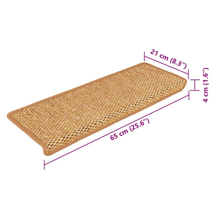 selvklæbende trappemåtter 15 stk. 65x21x4 cm sisal-look sisal