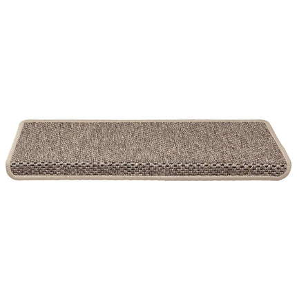 selvklæbende trappemåtter 15 stk. 65x21x4 cm sisal-look beige