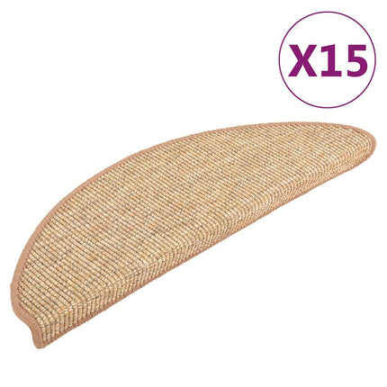 trappemåtter 15 stk. 56x17x3 cm lysebrune halvrunde