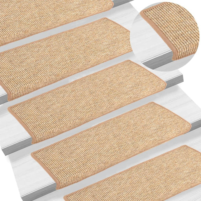 trappemåtter 15 stk. 65x21x4 cm lysebrune rektangulære kanter
