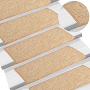 trappemåtter 15 stk. 65x21x4 cm lysebrune rektangulære kanter