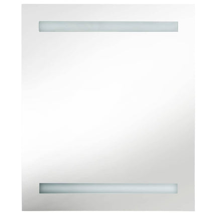 badeværelsesskab med spejl + LED 50x14x60 cm MDF sort