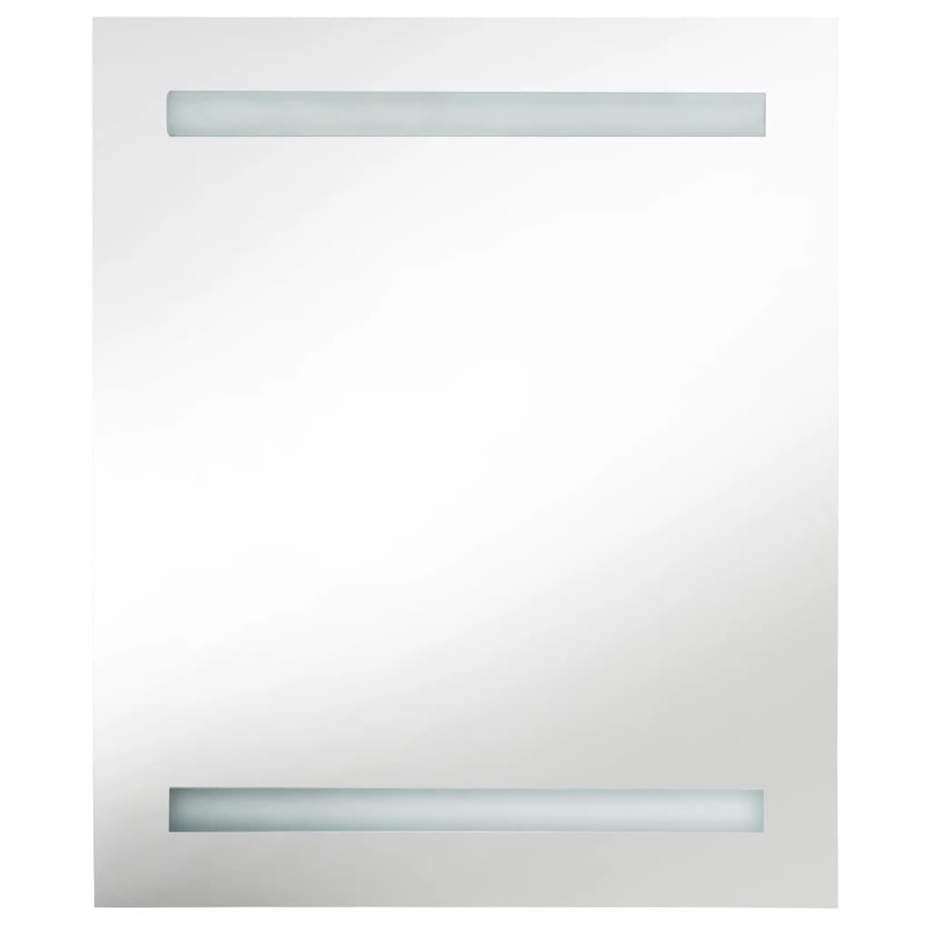 badeværelsesskab med spejl + LED-lys 50x14x60 cm skinnende grå