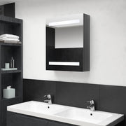 badeværelsesskab med spejl + LED-lys 50x14x60 cm skinnende grå