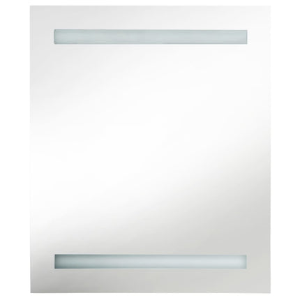badeværelsesskab med spejl + LED-lys 50x14x60 cm egetræ og hvid