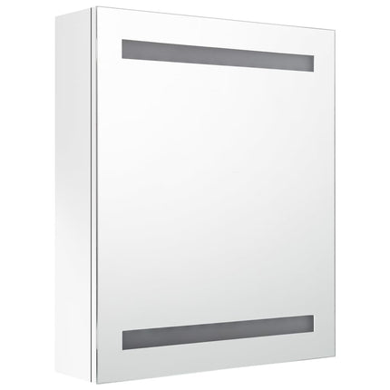 badeværelsesskab med spejl + LED-lys 50x14x60 cm blank hvid
