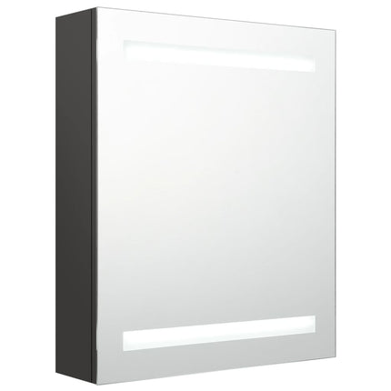 badeværelsesskab med spejl + LED-lys 50x14x60 cm antracitgrå