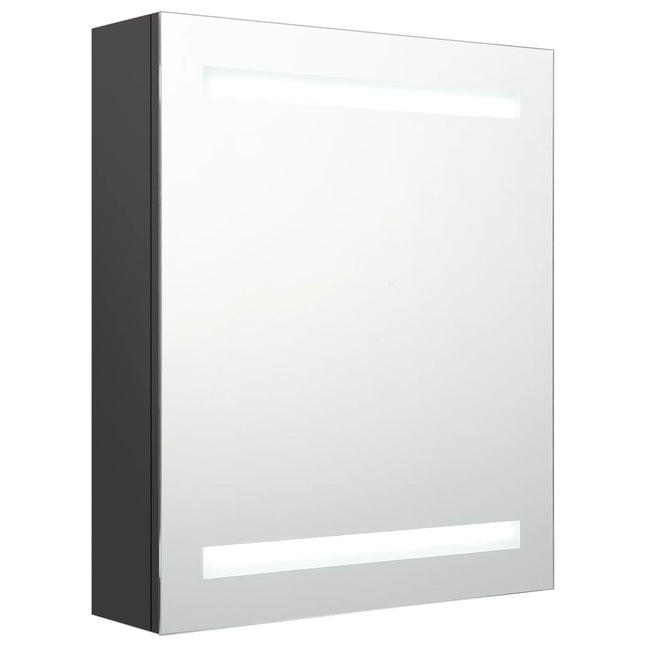 badeværelsesskab med spejl + LED-lys 50x14x60 cm antracitgrå