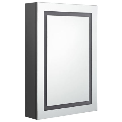 badeværelsesskab med spejl + LED-lys 50x13x70 cm grå