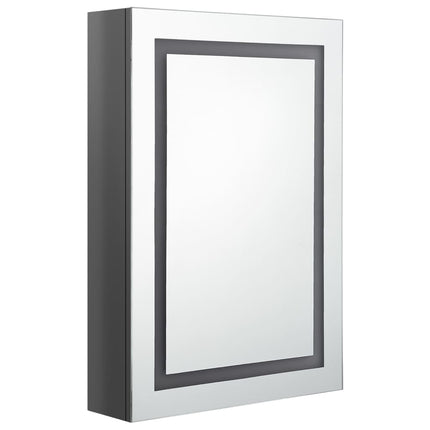 badeværelsesskab med spejl + LED-lys 50x13x70 cm blank grå