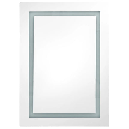 badeværelsesskab med spejl + LED-lys 50x13x70 cm blank grå