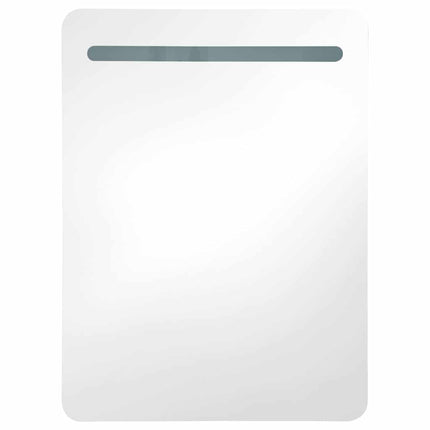 badeværelsesskab med spejl + LED-lys 60x11x80 cm betongrå