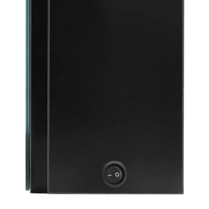 badeværelsesskab med spejl + LED-lys 80x12x68 cm skinnende sort