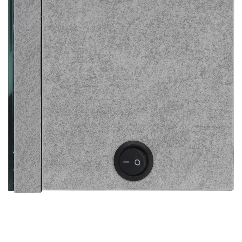 badeværelsesskab med spejl + LED-lys 62x14x60 cm betongrå