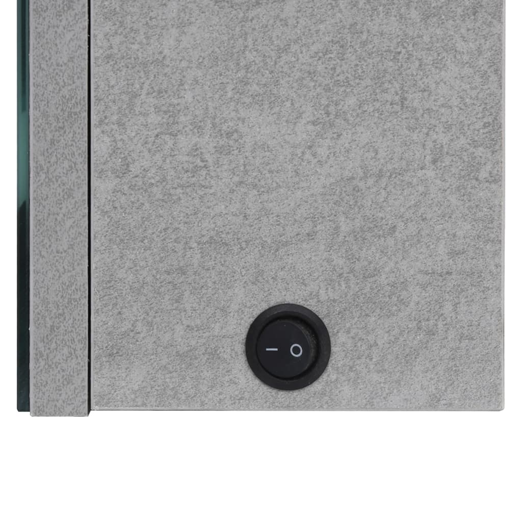 badeværelsesskab med spejl + LED-lys 89x14x62 cm betongrå