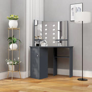 toiletbord til hjørne med LED-lys 111x54x141,5 cm grå