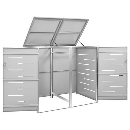 dobbelt skraldespandsskjuler 138x77,5x115 cm rustfrit stål