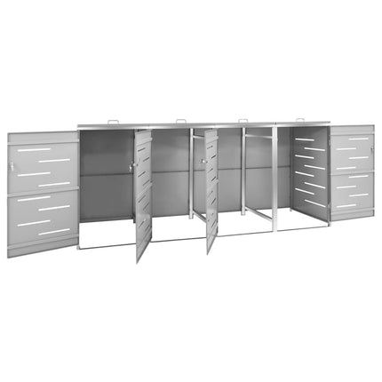 firedobbelt skraldespandsskjuler 276,5x77,5x115 rustfrit stål