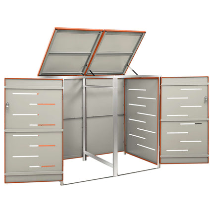 dobbelt skraldespandsskjuler 138x77,5x115 cm rustfrit stål