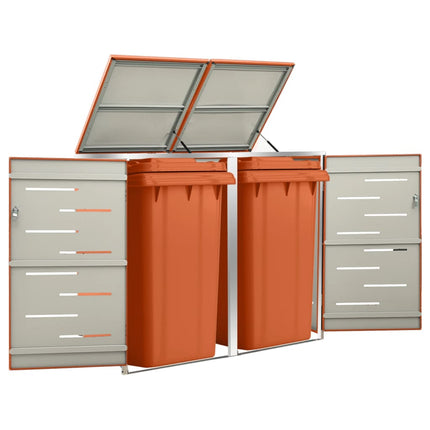 dobbelt skraldespandsskjuler 138x77,5x115 cm rustfrit stål