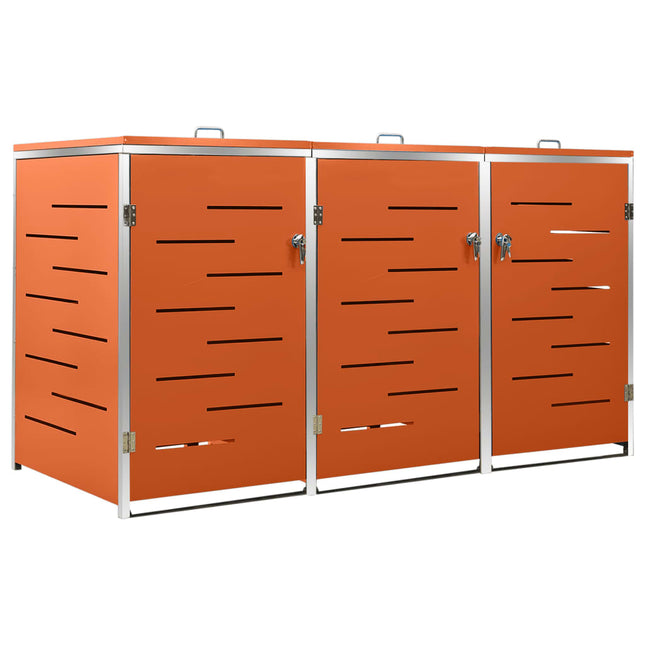 tredobbelt skraldespandsskjuler 207x77,5x112,5 cm rustfrit stål