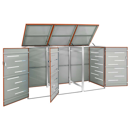 tredobbelt skraldespandsskjuler 207x77,5x115 cm rustfrit stål