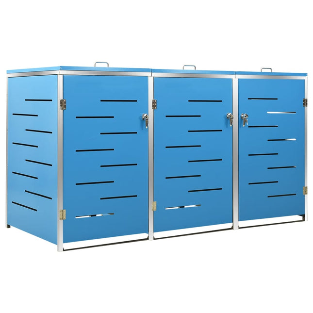 tredobbelt skraldespandsskjuler 207x77,5x112,5 cm rustfrit stål