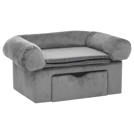 hundesofa med skuffe 75x50x38 cm plys grå
