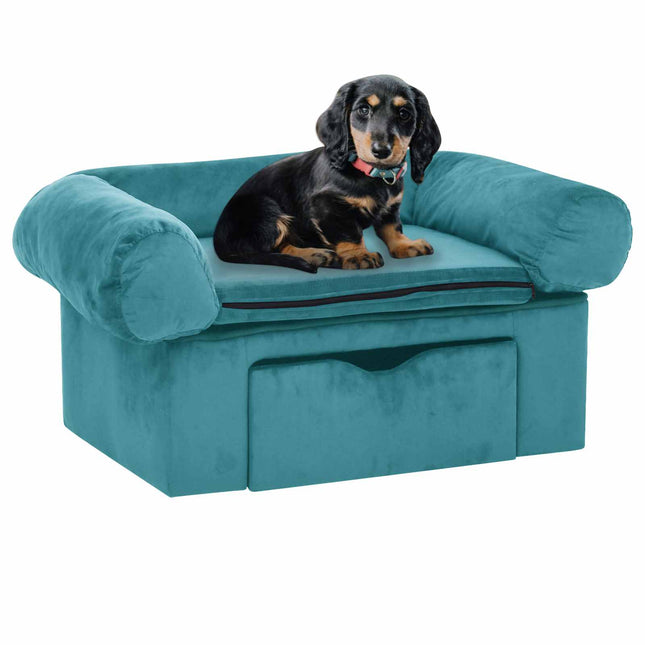 Hundesofa med opbevaring Turkis 75 x 50 x 38cm Plys