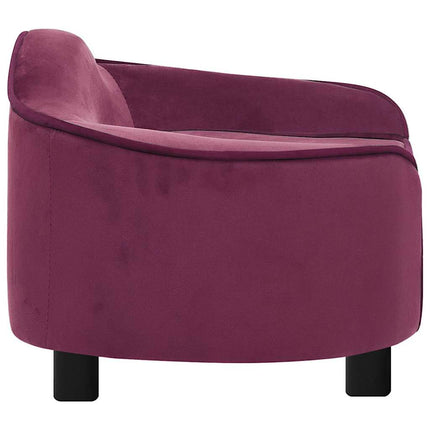 hundesofa 67x47x36 cm plys bordeauxfarvet