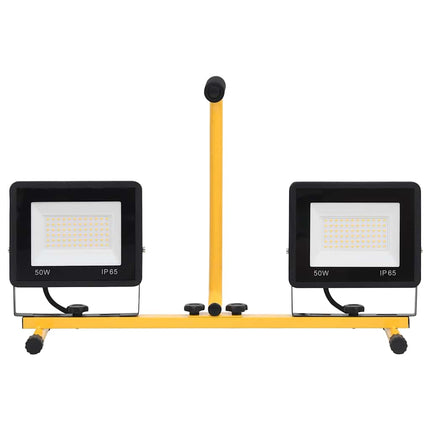LED-projektør med håndtag 2x50 W varm hvid