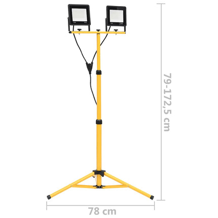LED-projektør med stativ 2x50 W kold hvid
