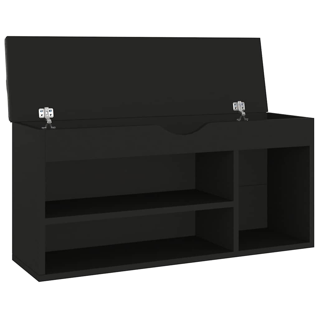 skobænk med hynde 104x30x49 cm konstrueret træ sort