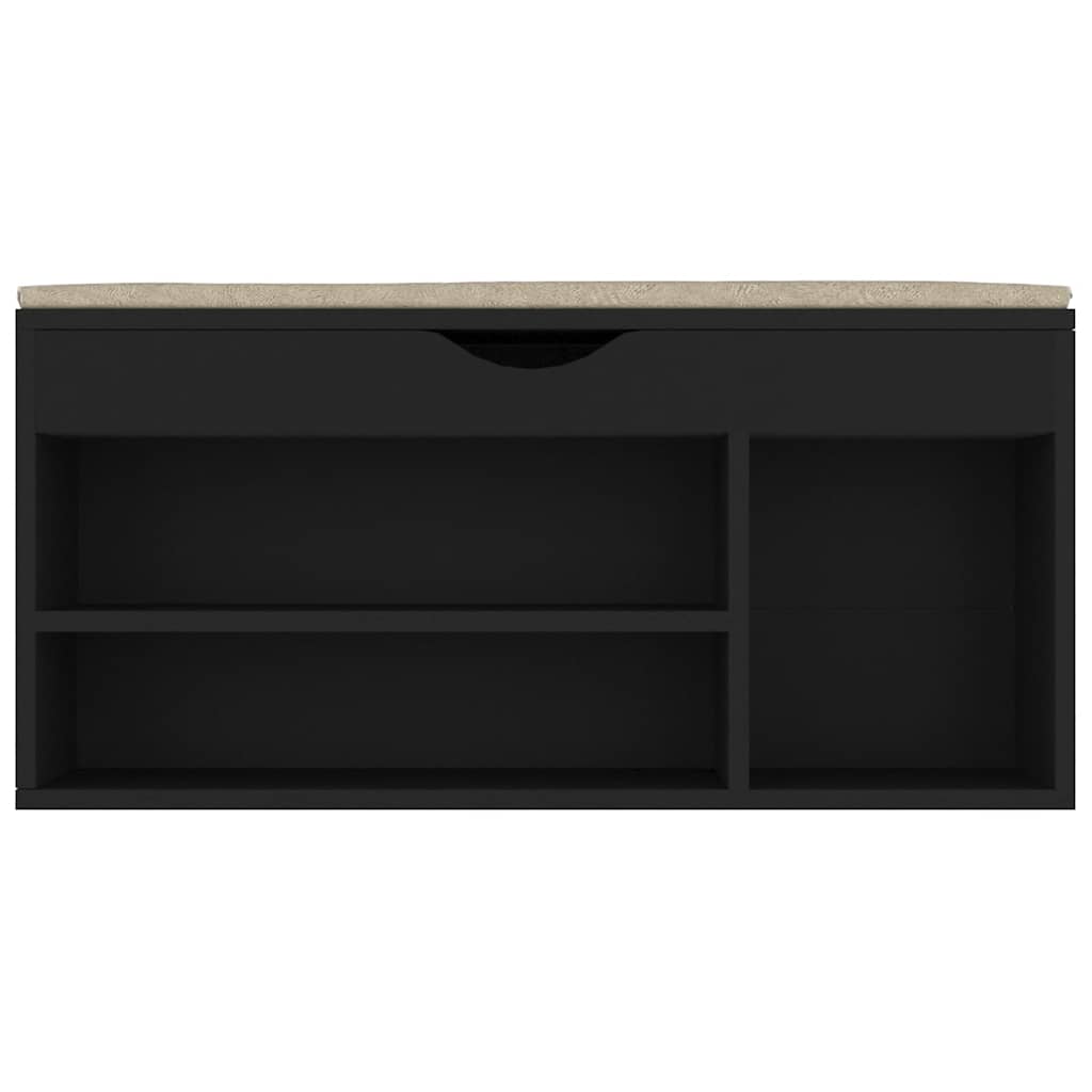 skobænk med hynde 104x30x49 cm konstrueret træ sort