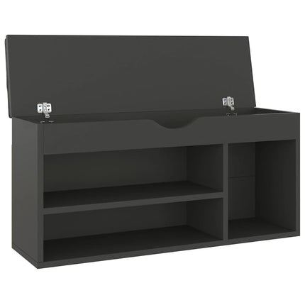 skobænk med hynde 104x30x49 cm konstrueret træ grå