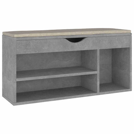 skobænk med hynde 104x30x49 cm konstrueret træ betongrå