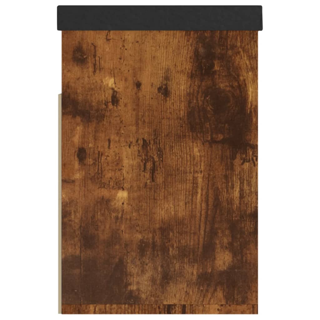 skobænk med hynde 80x30x47 cm konstrueret træ røget eg