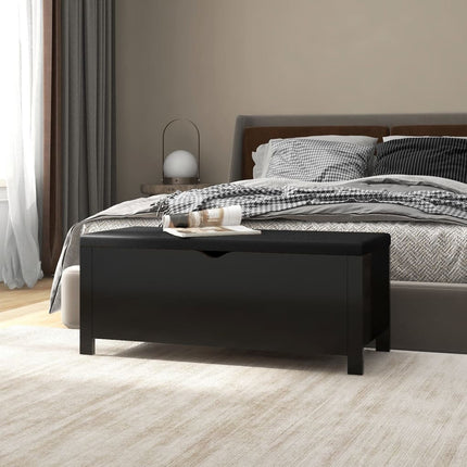 opbevaringskasse med hynde 105x40x45 cm konstrueret træ sort