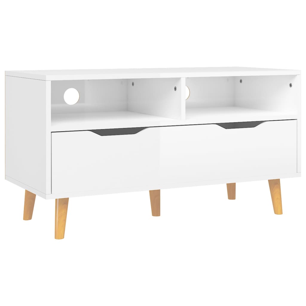 tv-bord 90x40x48,5 cm konstrueret træ hvid højglans