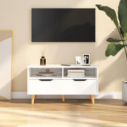 tv-bord 90x40x48,5 cm konstrueret træ hvid højglans