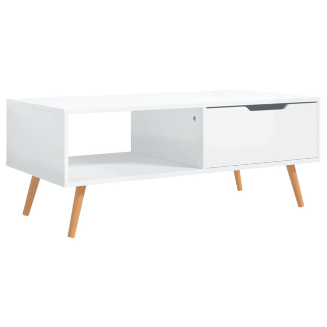 sofabord 100x49,5x43 cm konstrueret træ hvid højglans