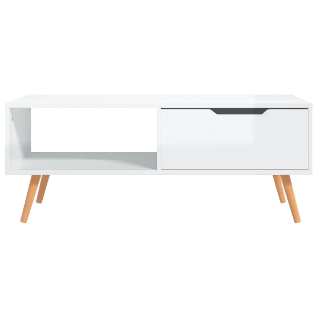 sofabord 100x49,5x43 cm konstrueret træ hvid højglans