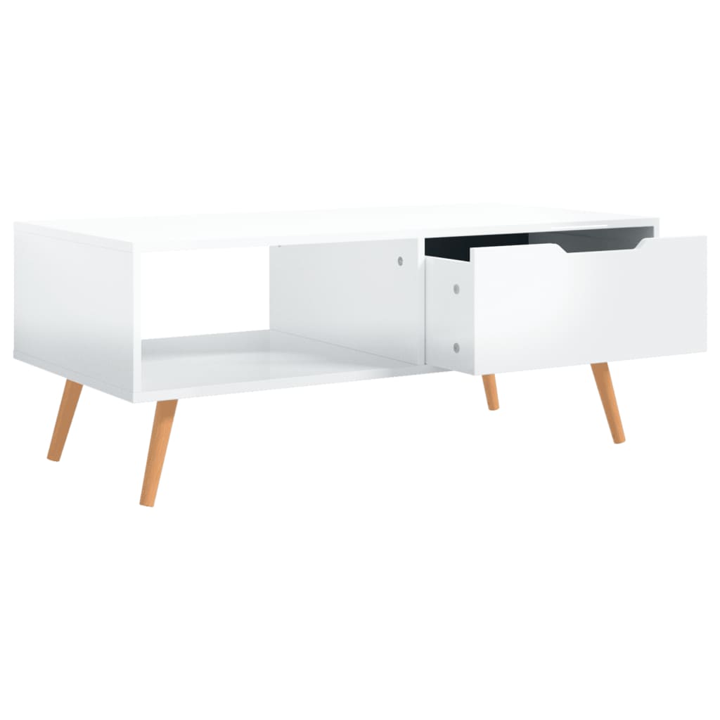 sofabord 100x49,5x43 cm konstrueret træ hvid højglans