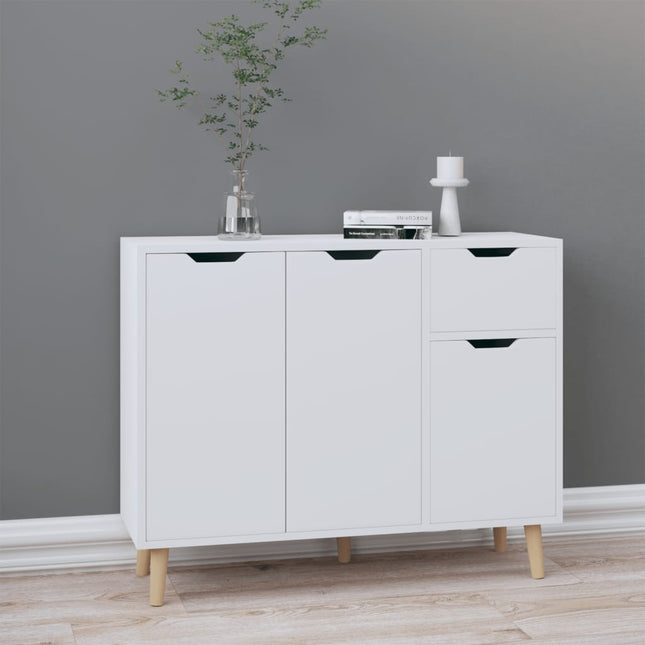 skænk 90x30x72 cm konstrueret træ hvid