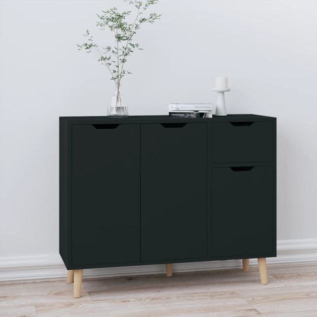 skænk 90x30x72 cm konstrueret træ sort