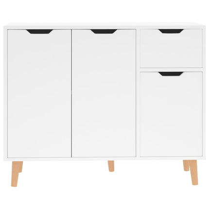 skænk 90x30x72 cm konstrueret træ hvid højglans