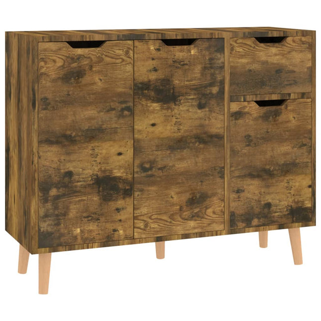 skænk 90x30x72 cm konstrueret træ røget egetræsfarve