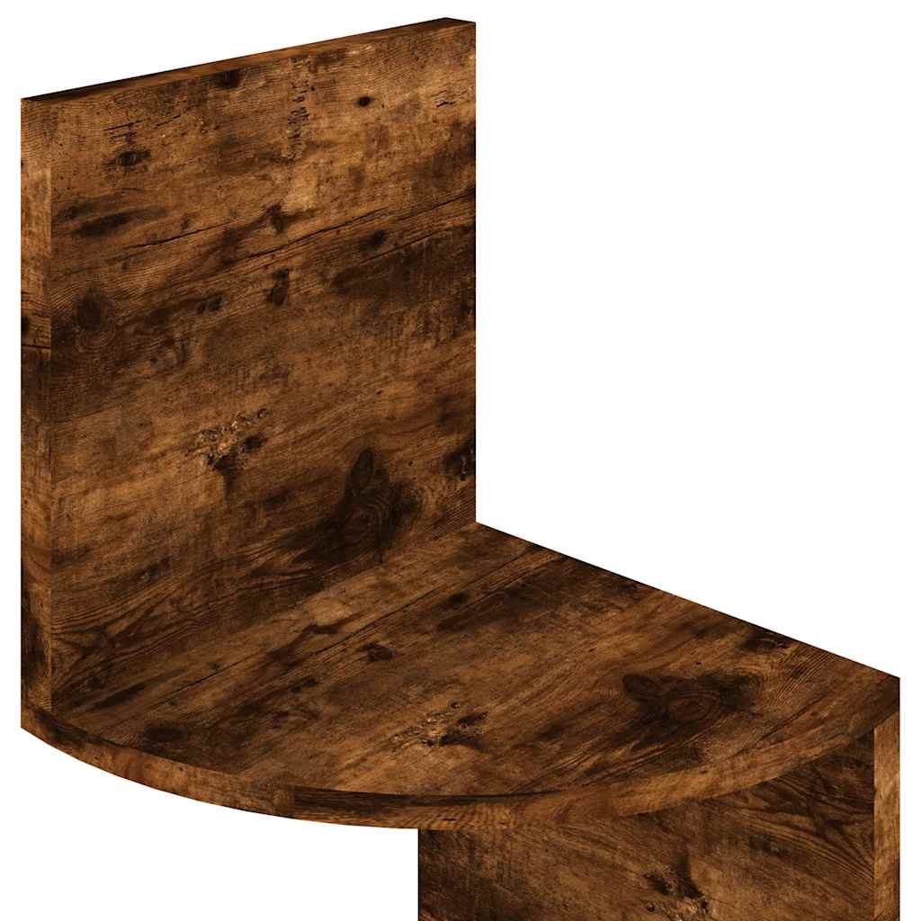 væghængt hjørnehylde 19x19x123 cm konstrueret træ røget eg