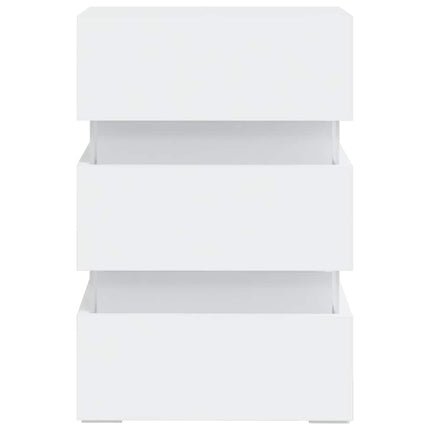 sengebord med LED 45x35x67 cm konstrueret træ hvid